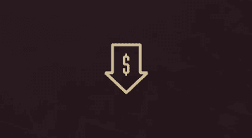 An arrow pointing downward with a dollar sign in the center.