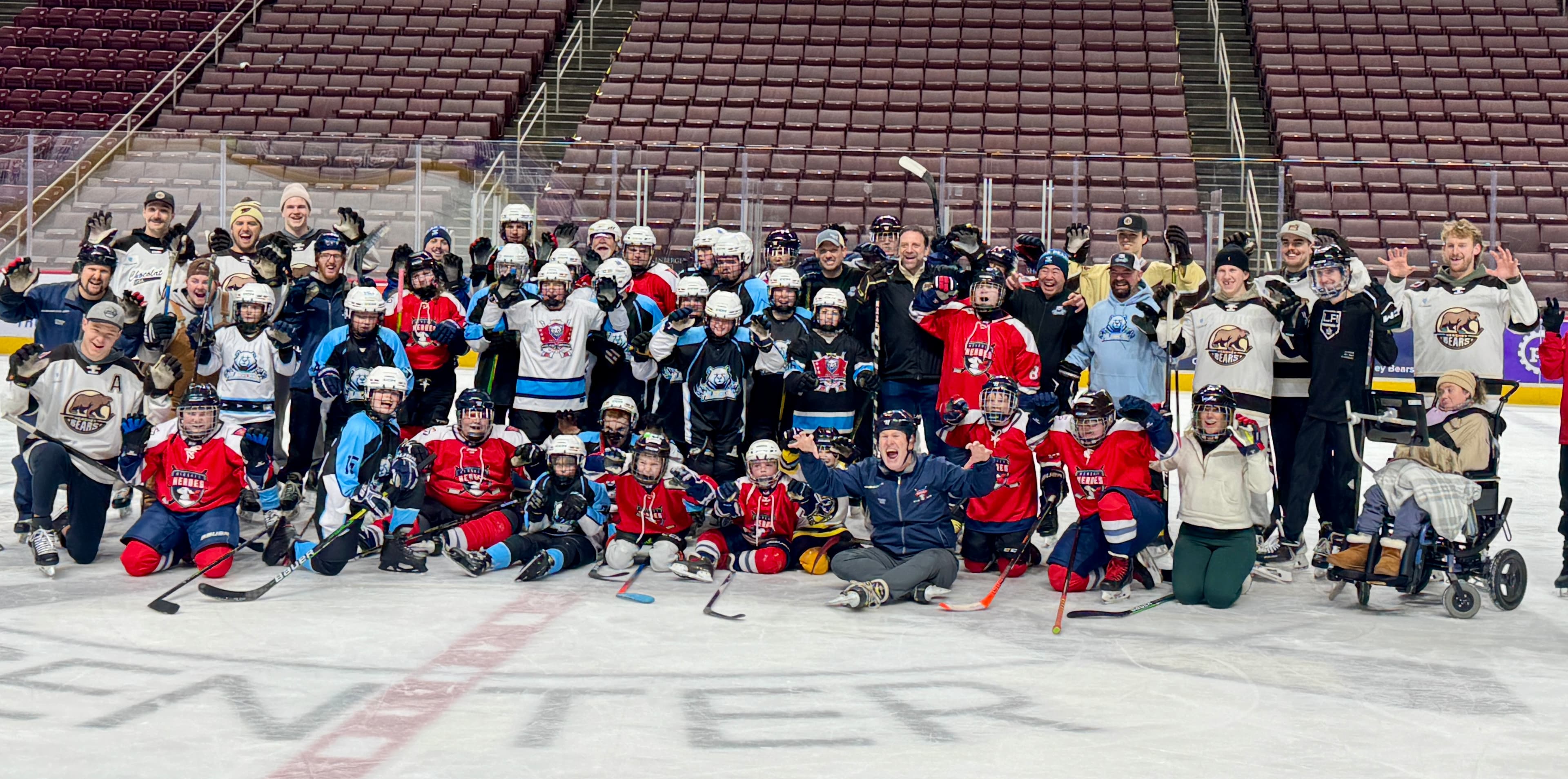 Hershey Bears players and fans participating in an ASHA event.