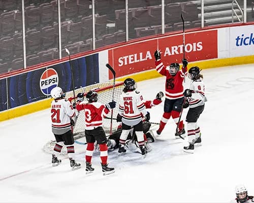 Youth hockey teams playing during Rink of Dreams at GIANT Center.
